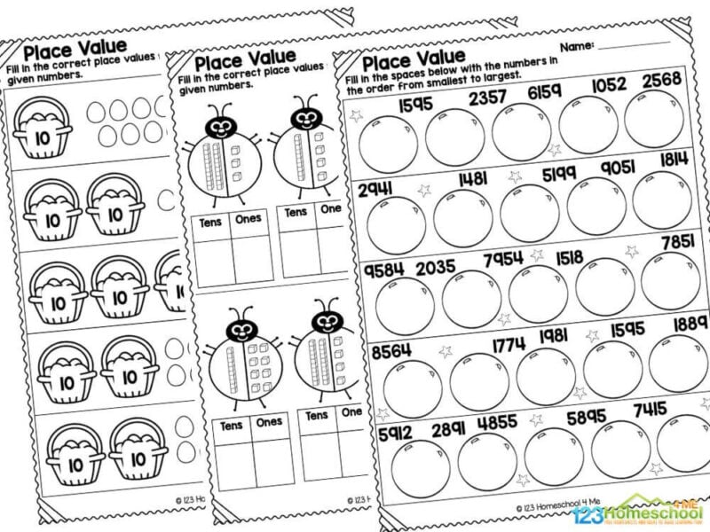 Now print off the no-prep place value worksheets! You can easily print the free pages which come in black and white only.