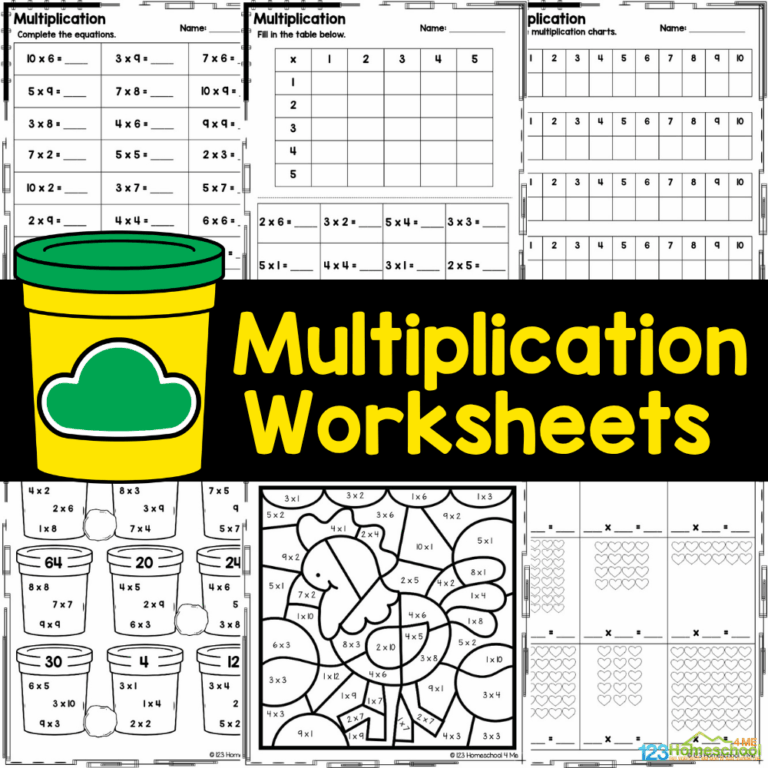 Download free grade 3 multiplication worksheets to help kids practice multiplying 1-12 at home or in the classroom!